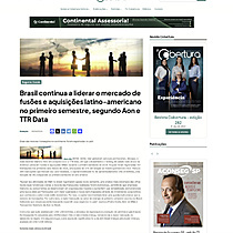 Brasil continua a liderar o mercado de fus�es e aquisi��es latino-americano no primeiro semestre, segundo Aon e TTR Data